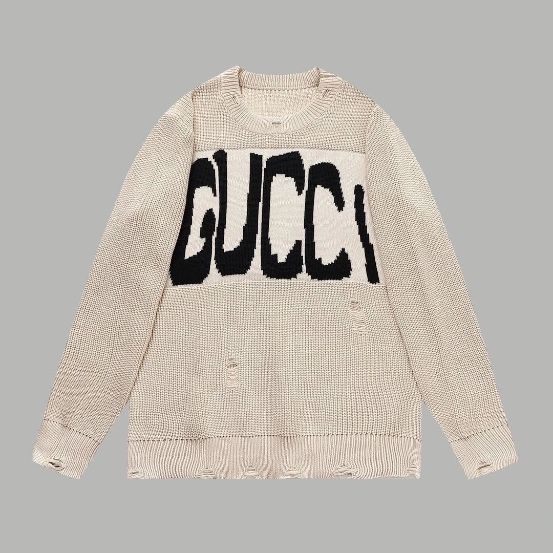 Balenciaga Sweater Collaboration Distressed Crew Neck Knit Sweater Long Sleeve Pullover Unisex Thickened OS Loose Fit Top Versatile Casual Jacket Lazy Style