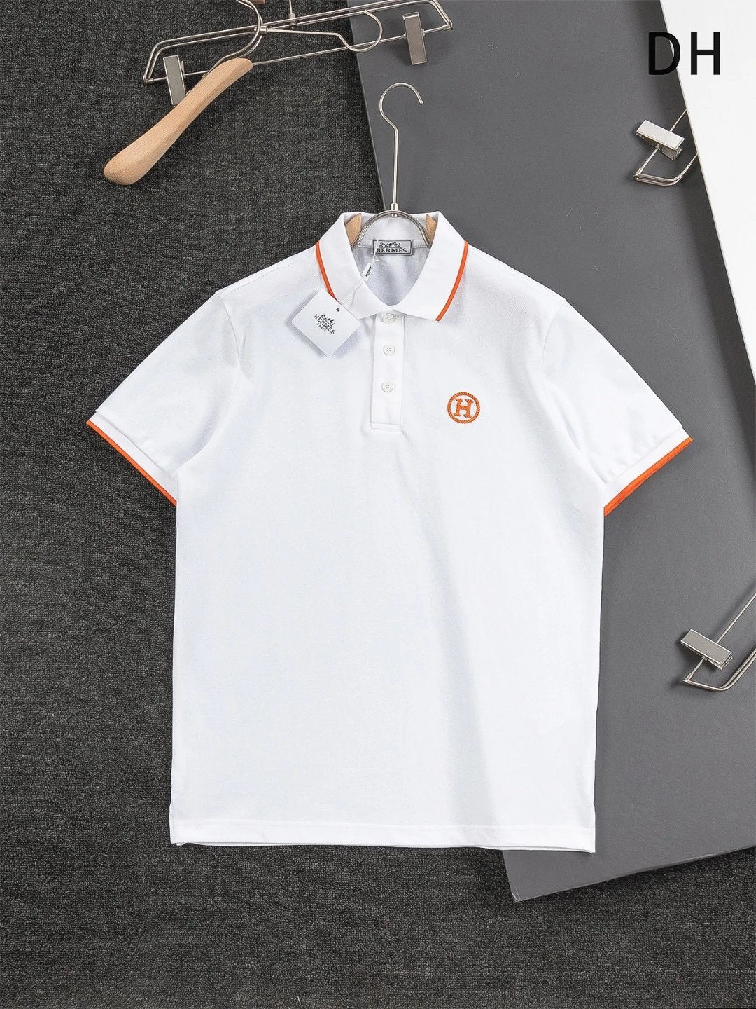 Hermes T-shirt Chest H Letter Embroidery logo round Neck Short Sleeve25ss New Pure Cotton Unisex Style T Casual T-Shirt Base Layer Shirt OS Loose Fit Half Sleeve Top Plus Size