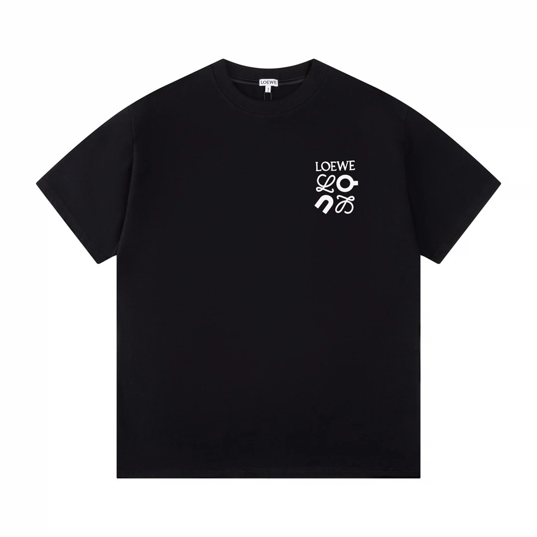 LOEWE T-shirt Onrun ON Collaboration Back Print logo round Neck Short Sleeve25ss New Pure Cotton Unisex Style T Casual T-Shirt Base Layer Shirt OS Loose Fit Half Sleeve Top Plus Size