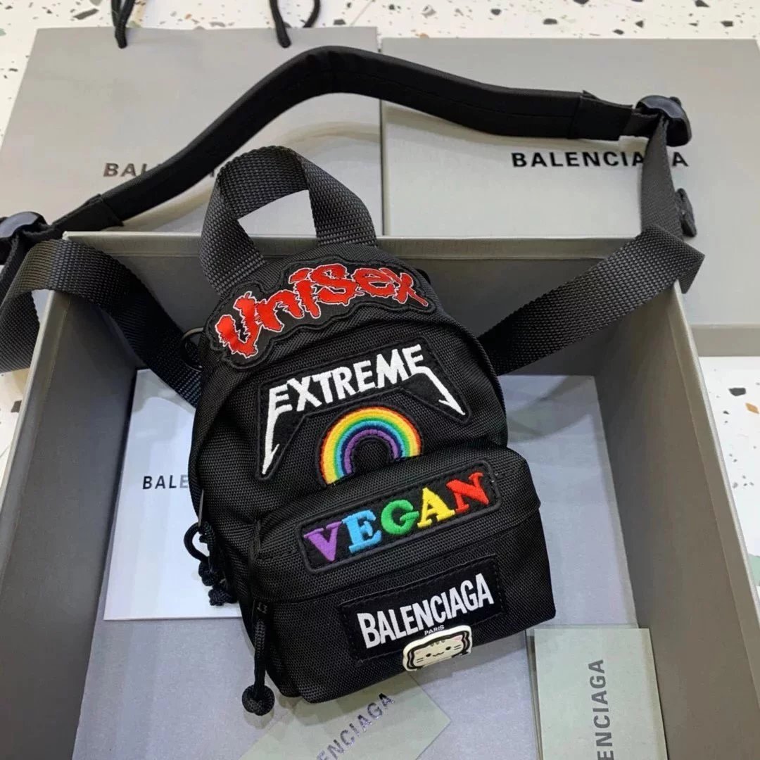 Balenciaga Bag Top version Level Surrogate Shopping21New Super Mini mini Embroidered Backpack Shoulder Messenger Bag Unisex Men's and Women's Bags