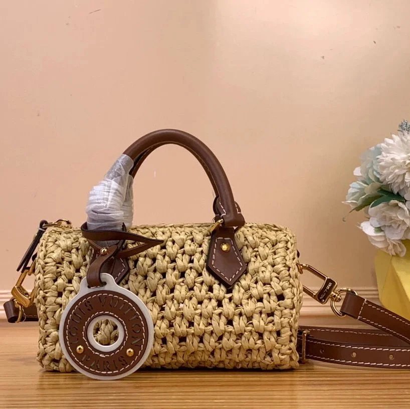 Louis Vuitton LV Women's Bag Top version 【Super Original】M24723Woven Raffia Cubic Bag Series ONTHEGO Medium Handbag Tote Bag NoeBB Bucket Bag M24722Woven Raffia NOEPURSE Bucket Handbag M83521TwistWest Handbag