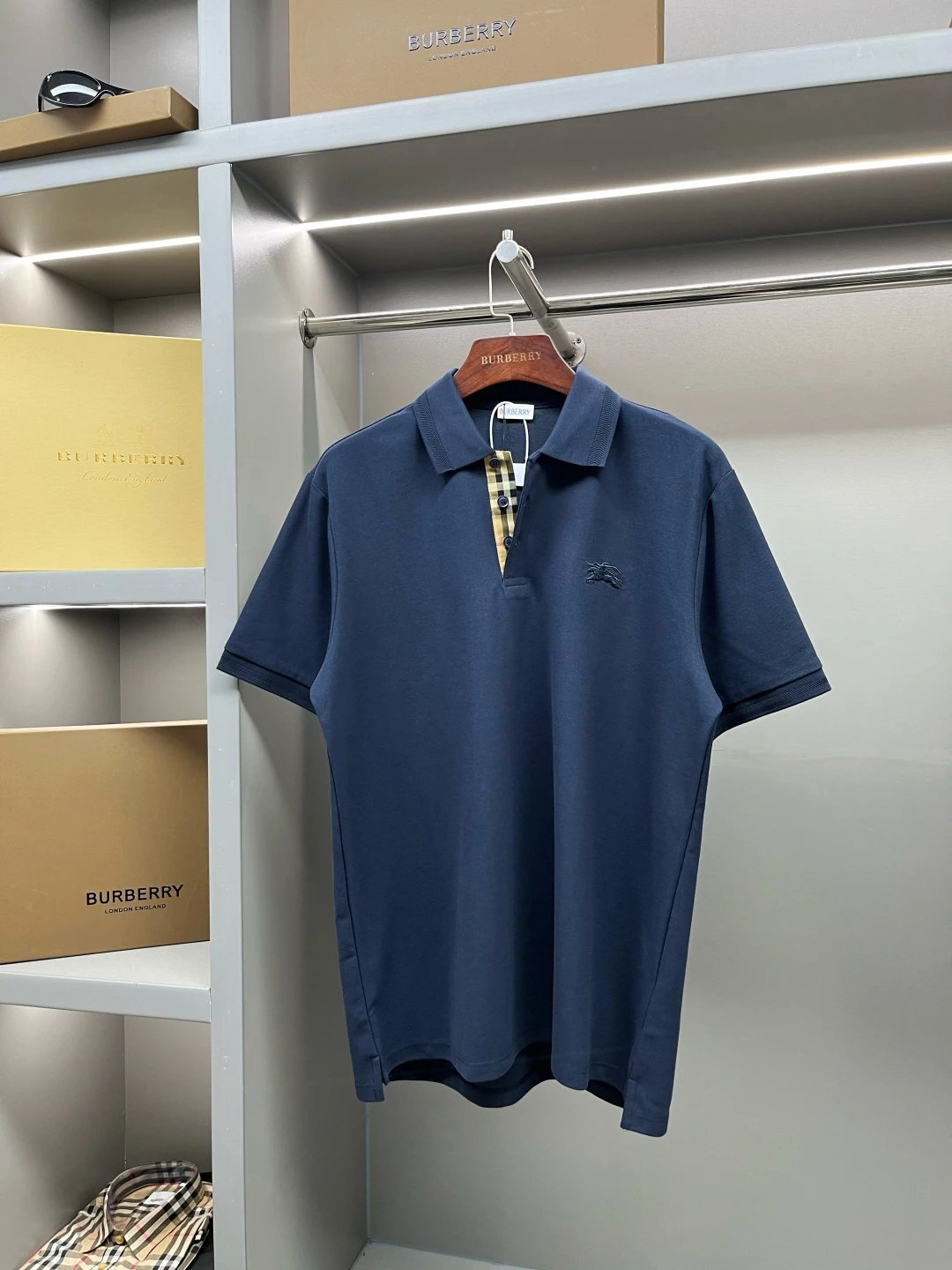 Burberry T-shirt Micro-label Embroidered Piqué Cotton POLO Shirt Lapel Short Sleeve25ss New Unisex Short Sleeve OS Loose T Business Half Sleeve Shirt Plus Size T-Shirt
