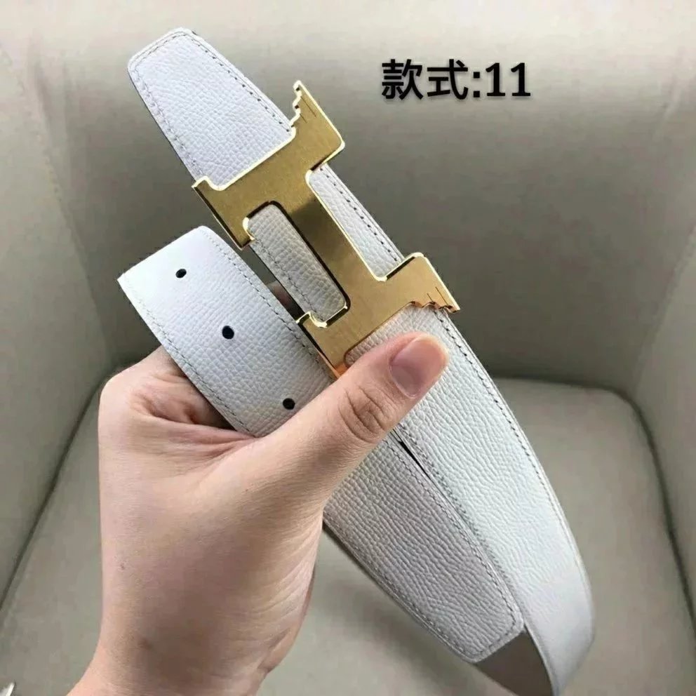 Hermes Belt Top version Men's and Women's Leather Belt Double-Sided Belt Italy Imported Cowhide Leather Original Leather Pure Steel Buckle Palm Grain h Home Double h Buckle Jeans Button