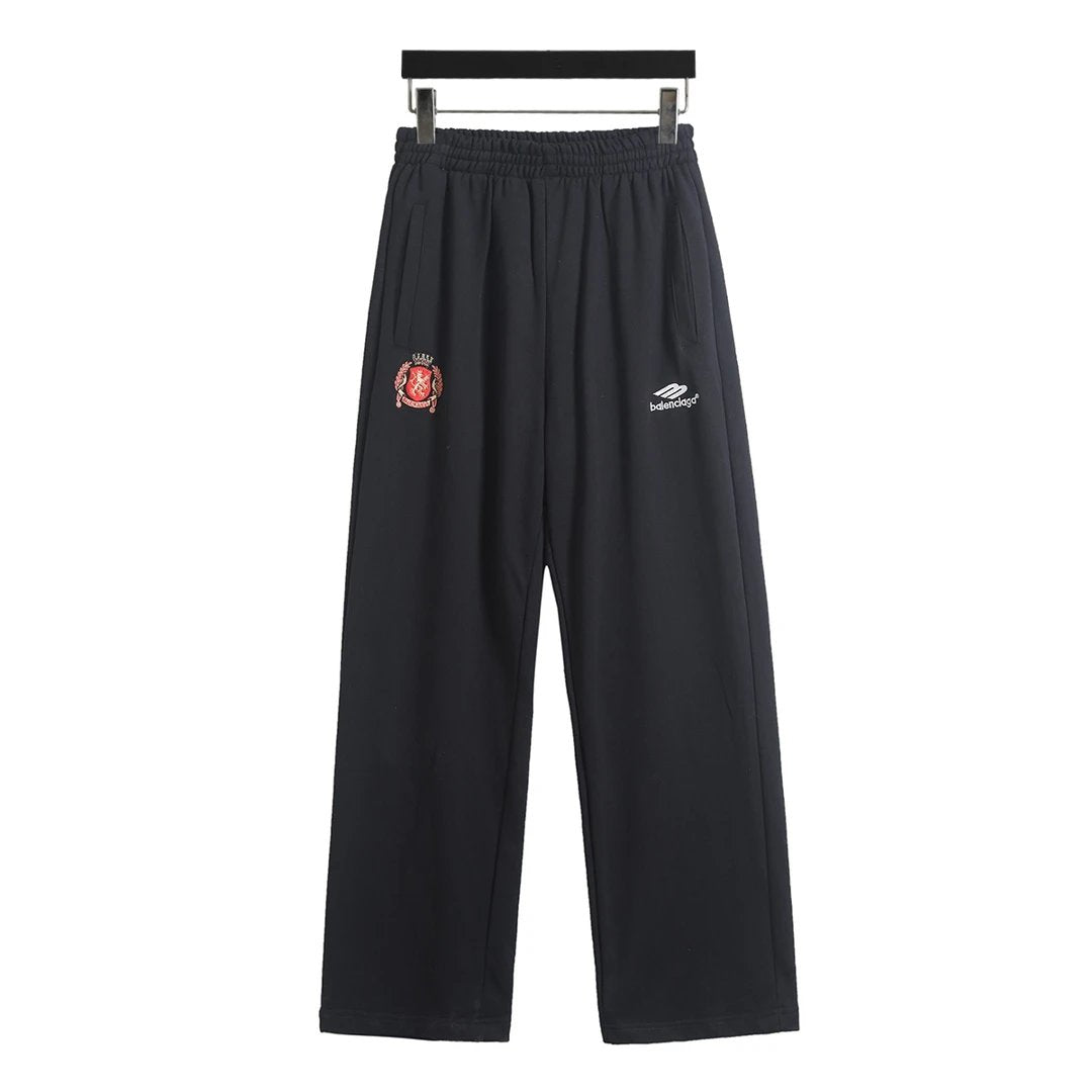 Balenciaga Sweatpants 24FW Manchester United Embroidered White Stripe Patchwork Sweatpants Straight Leg Long Pants Unisex Autumn Winter New Arrival