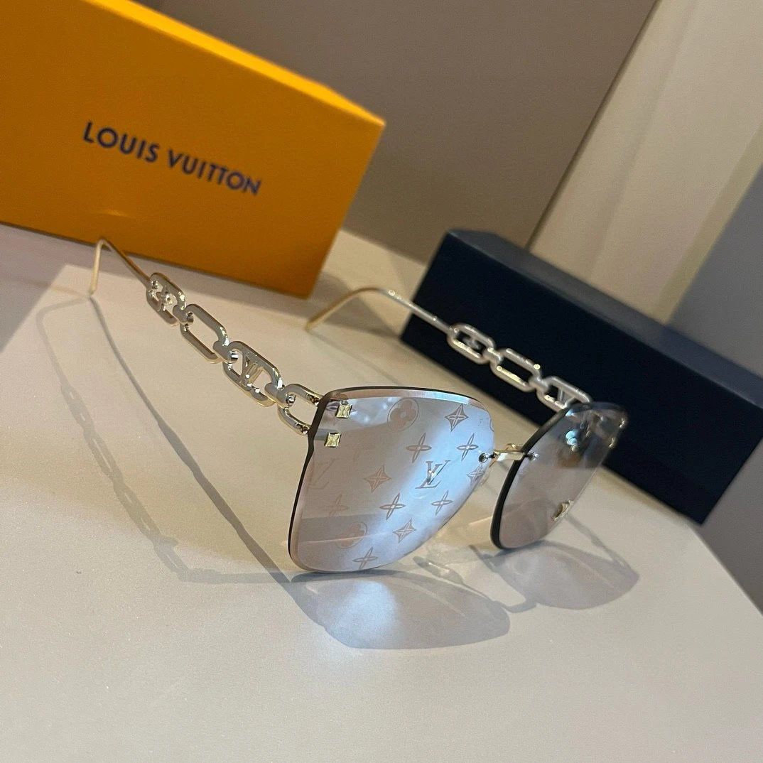 Louis Vuitton LV Sunglasses Chain Temple Sunglasses Slimming No Prescription Driving Beach Fishing Unisex Couple Style UV Protection25ss New Sports Casual Versatile