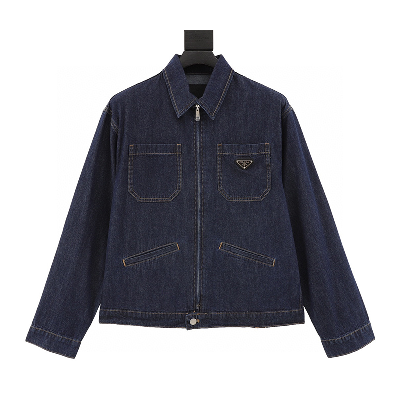 PRADA Jackets Four-Mouth Bag Denim Coat Jacket Same Style for Men and Women
