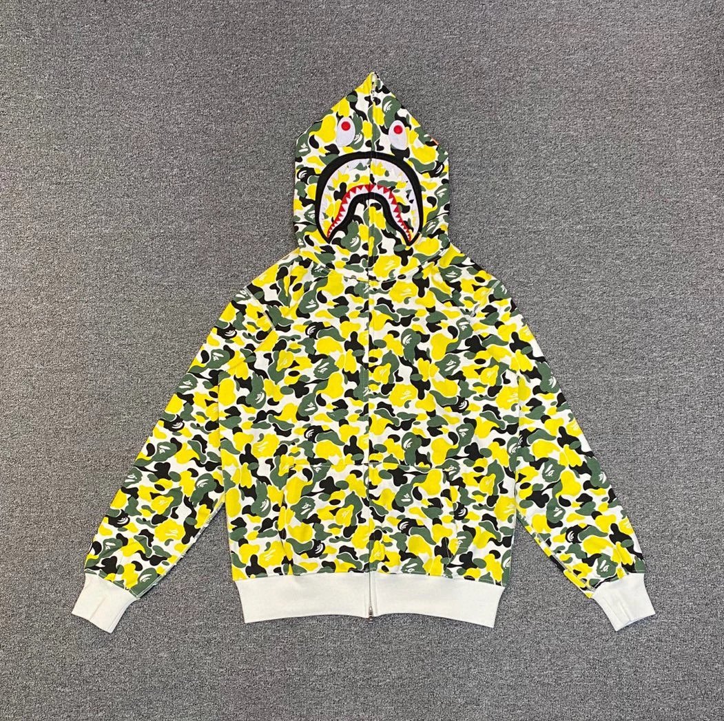 Bape Hoodie Top Version Japanese Style Fashion Brand Classic Shark Camouflage Hooded Sweater Hip Hop Style Loose Men and Women Couple Hoodie Coat
