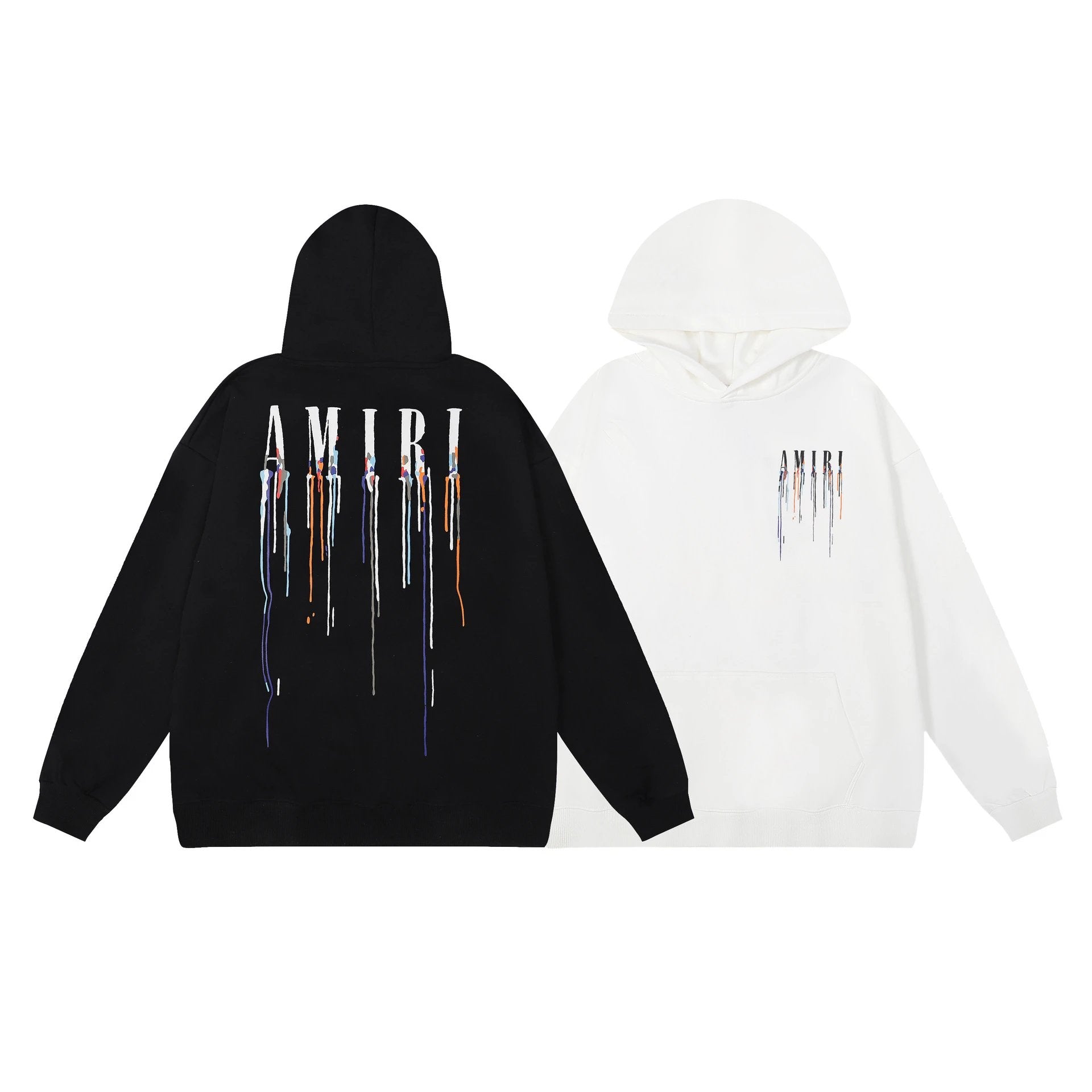 Amiri Hoodie 2024Autumn and Winter New Hand-Painted Paint-Splashing Style Graffiti Flow Paint Letters logo Printed Hoodie Same Style for Men and Women