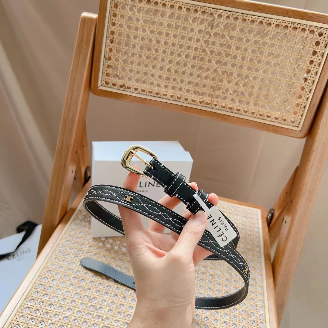 Celine Belt Top version Goods Belt Belt Female Arc De Triomphe Belt Arc De Triomphe Belt Black Retro Hair Style Belt Bright Gold Head Belt Belt Double-Sided Belt Women's Belt Women's Belt Belt Women's Belt2.5Belt Women's Belt