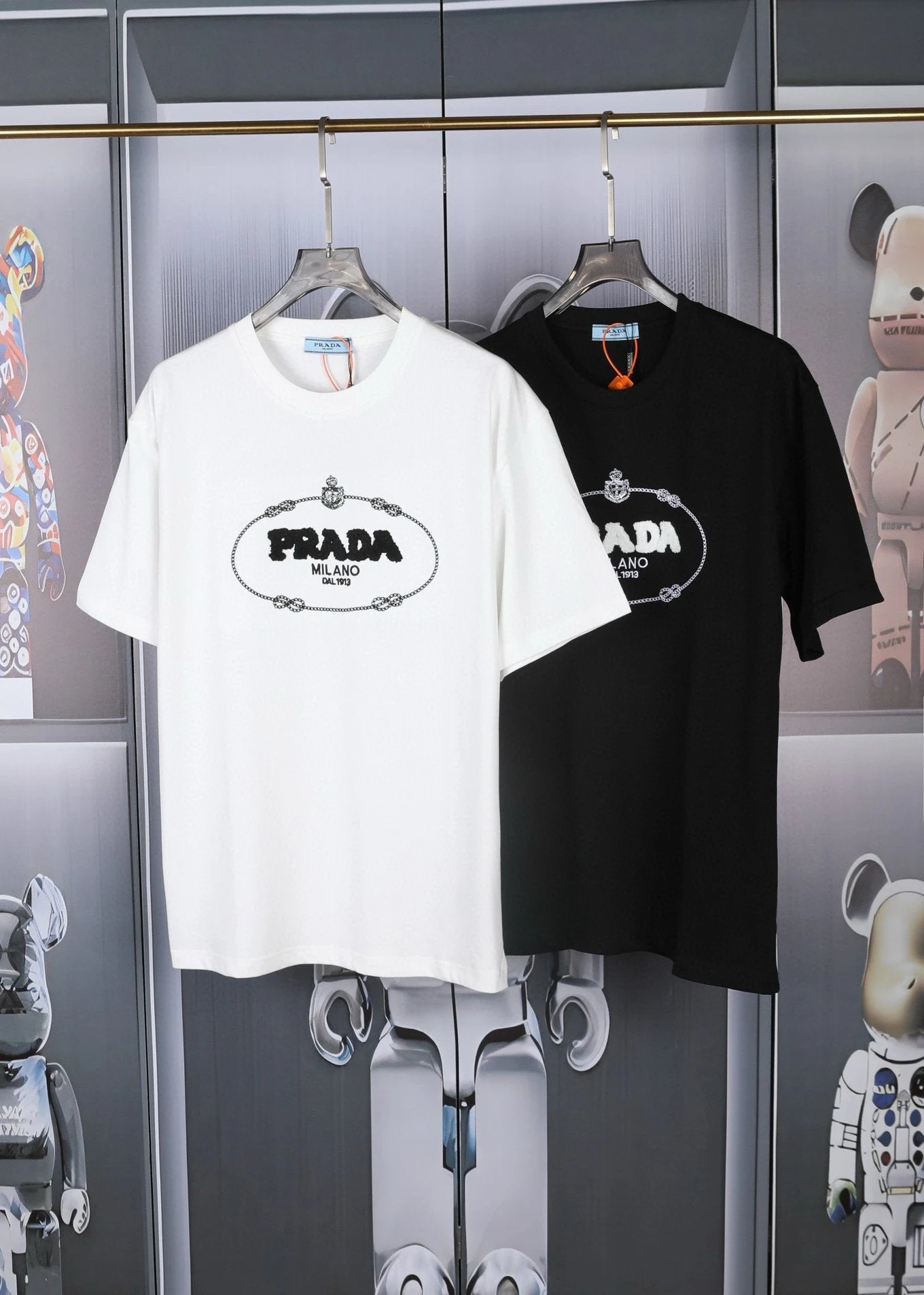 PRADA T-shirt Chest Toothbrush Embroidery logo round Neck Short Sleeve25ss New Pure Cotton Unisex Style T T-shirt OS Loose Design Bottoming Shirt Half Sleeve Top p Home T-shirt