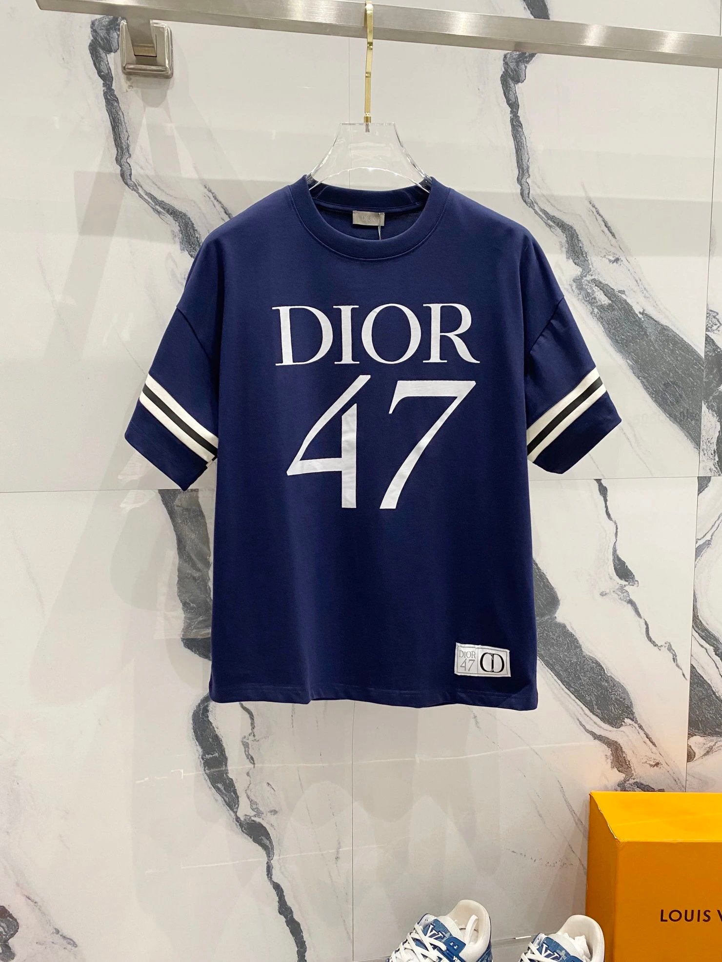 Dior T-shirt Large LOGO Printed Crew Neck Short Sleeve Pure Cotton T Unisex T-Shirt OS Loose Fit Base Shirt Casual Simple T-Shirt