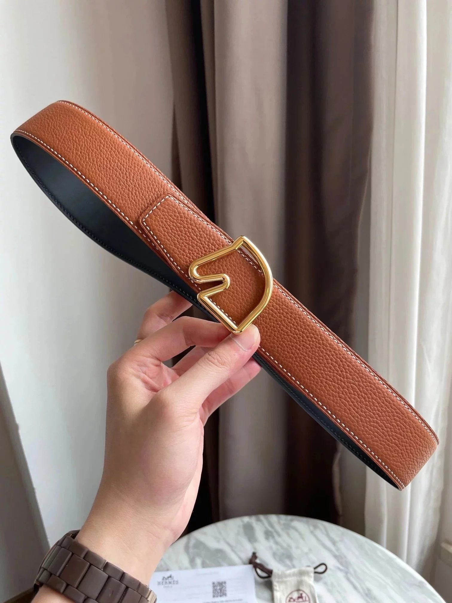 Hermes Belt Top version New H Home Men's Leather Double-Sided Available Pure Cowhide Belt Fashion All-Match Casual Belt