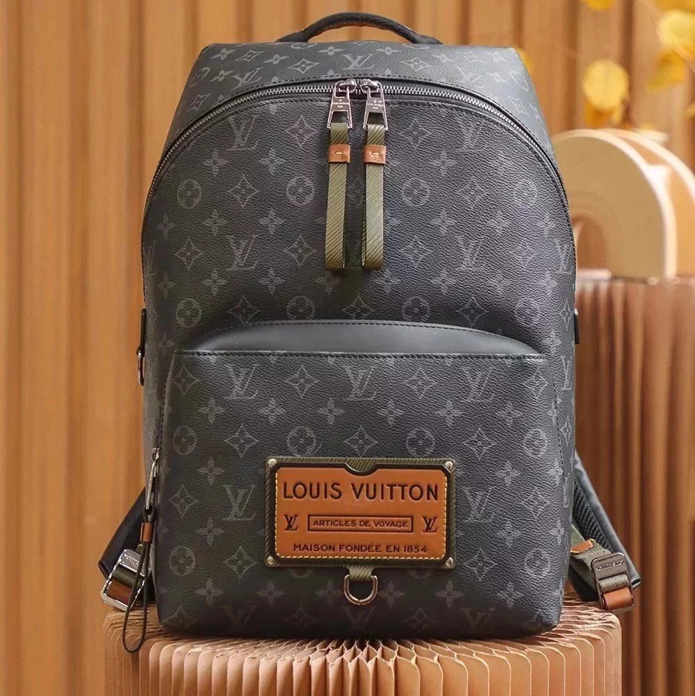 Louis Vuitton LV Backpack Top version 【Spot High Quality】CHRISTOPHER Men's Bag Small Size Black Flower Backpack Versatile Schoolbag Leather Backpack Large Capacity Backpack M43186M45218