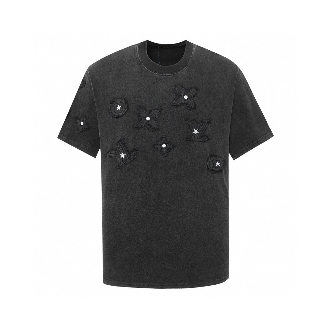 Louis Vuitton LV T-shirt Patch logo round Neck Short Sleeve25ss New Pure Cotton Unisex Style T T-shirt OS Loose Fit Base Shirt Short Sleeve T-Shirt Top