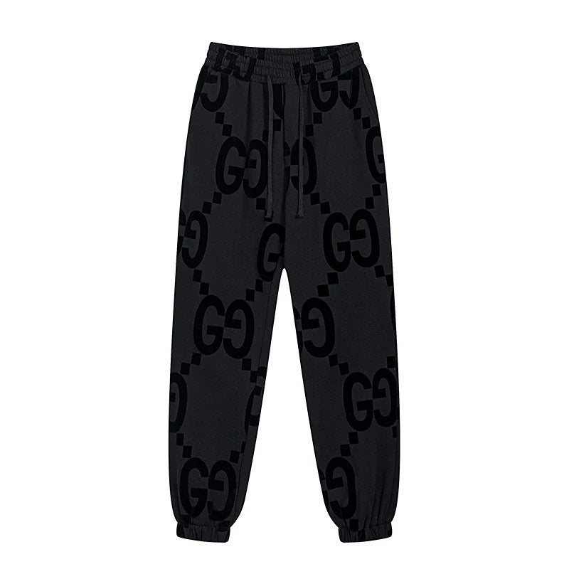 Gucci Sweatpants Full Print logo Ankle-Tied Sweatpants Sports Pants Autumn Men's and Women's Same Long Pants Drawstring Winter Loose plus Size Casual Pants High Waist