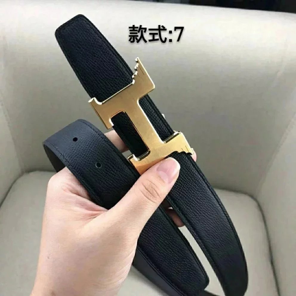 Hermes Belt Top version Men's and Women's Leather Belt Double-Sided Belt Italy Imported Cowhide Leather Original Leather Pure Steel Buckle Palm Grain h Home Double h Buckle Jeans Button