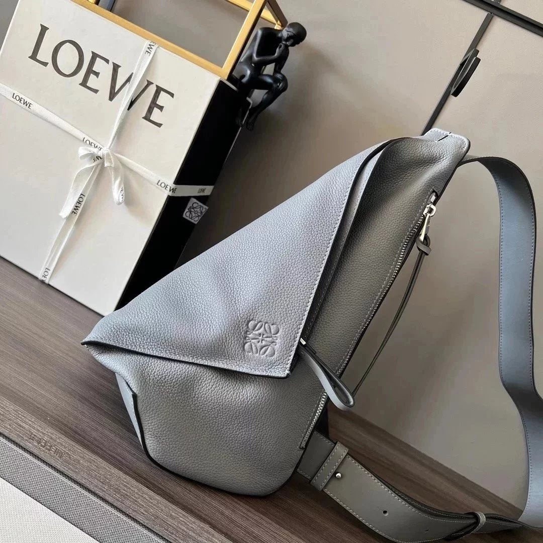 LOEWE Men's Bag Top version 【Highest Version】2023New men's bag LOEWEAntonSling Backpack(New Size)Men's Chest Bag Crossbody Bag Shoulder Bag Soft Grain Litchi Grain Calfskin Men's Real-Leather Bag