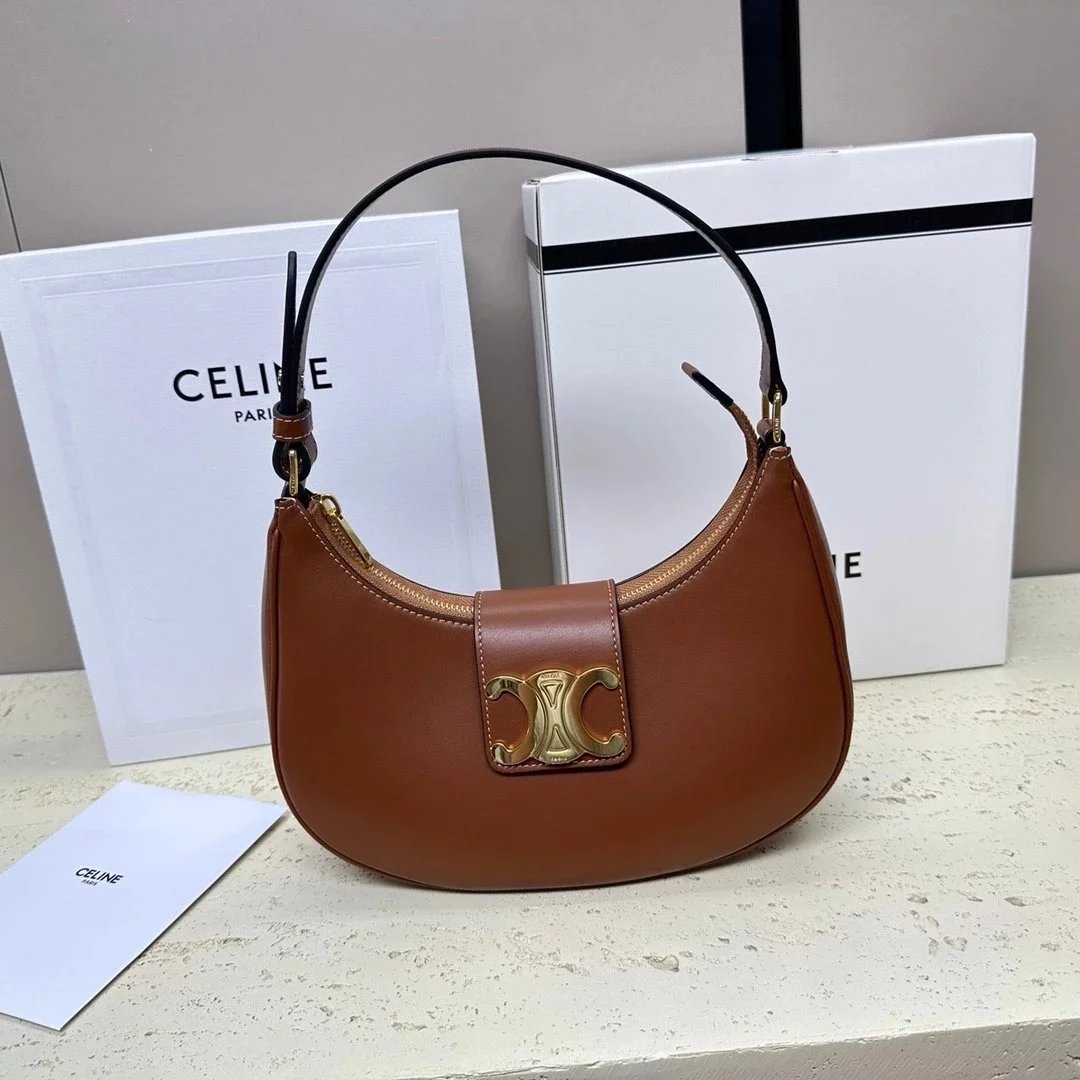 Celine women's bag Top version 【Original Genuine Goods Leather】2023New AVA Presbyopic Underarm Bag Lisa Latest Same Style AVATRIOMPHE Logo Printing Cowhide Handbag Large logo Hardware Presbyopic Portable Underarm Bag Latest Arc De Triomphe Underarm Bag Wo