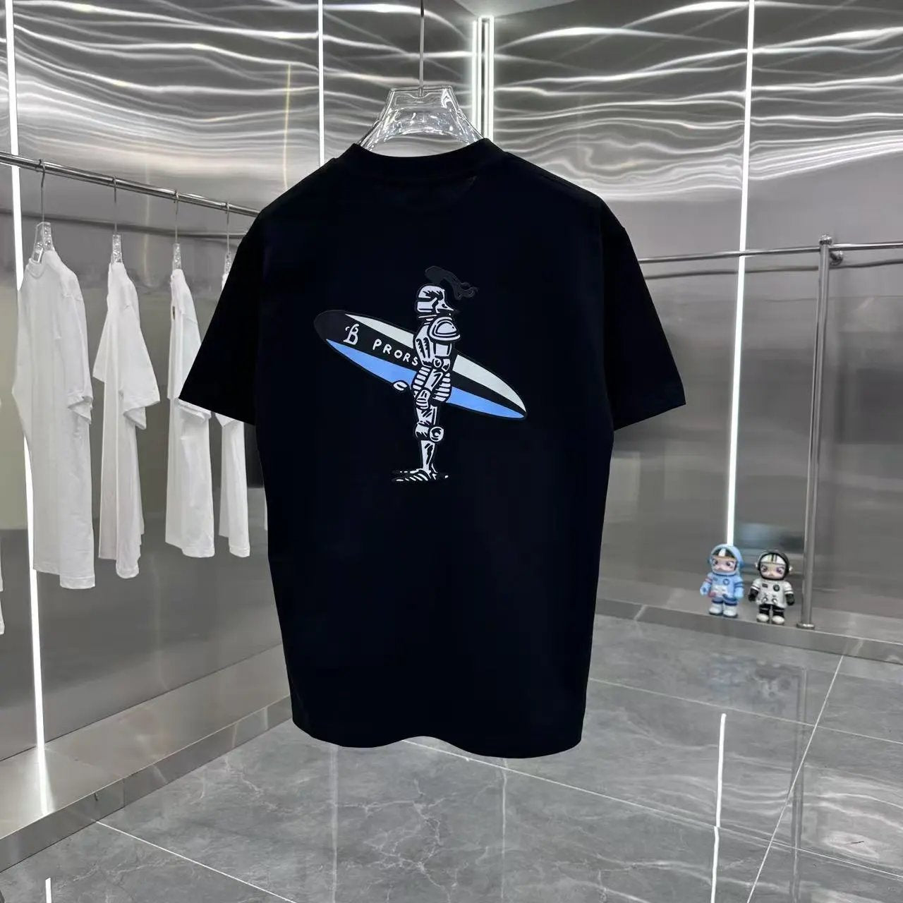 Burberry T-shirt Back Surf Rider Print logo round Neck Short Sleeve25ss New Pure Cotton Unisex Style T Casual T-Shirt Base Layer Shirt OS Loose Fit Half Sleeve Top Plus Size