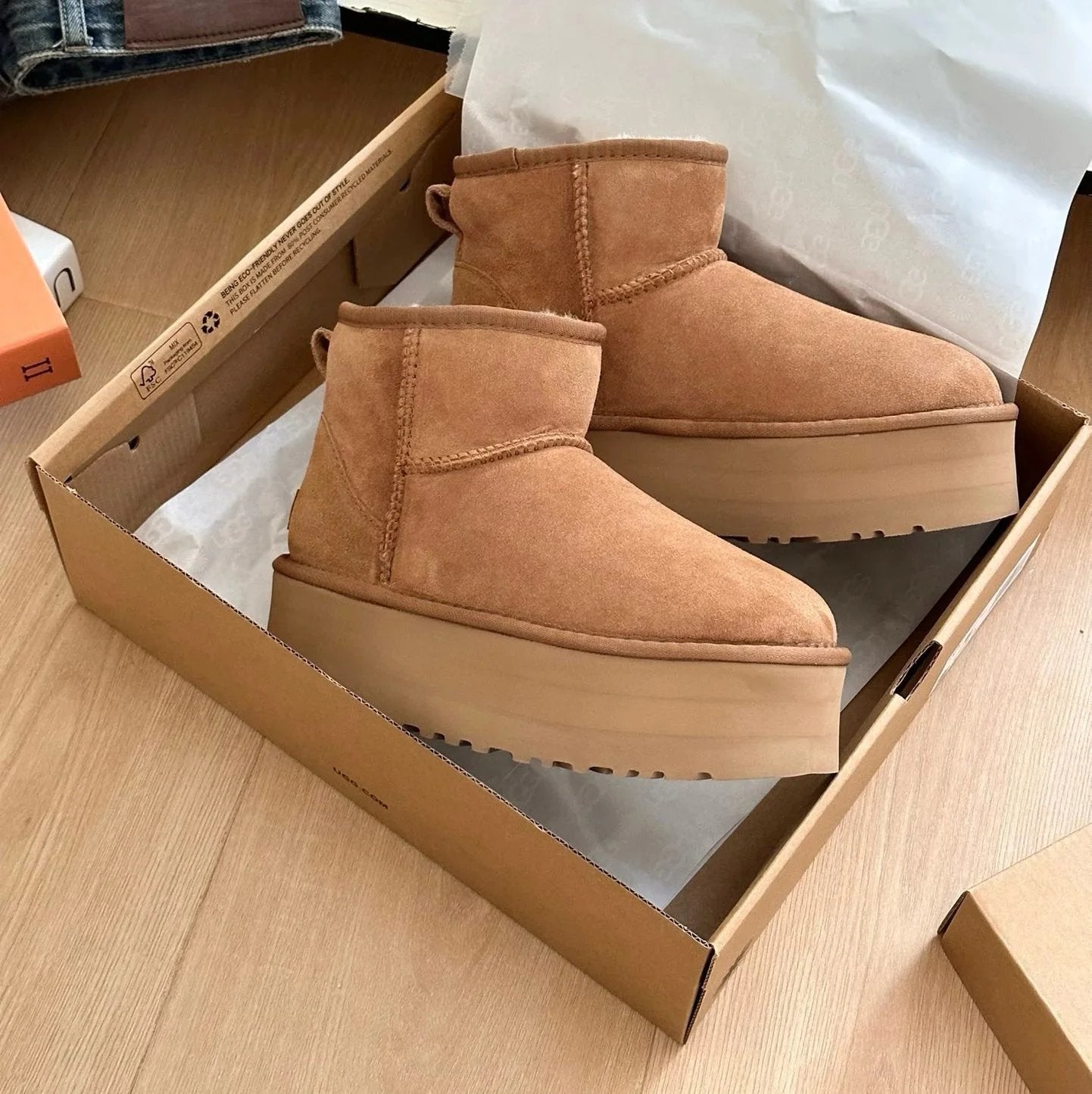 UGG Snow boots Shoes Fashion Classic Ankle Boots Combination Longfeng Fur