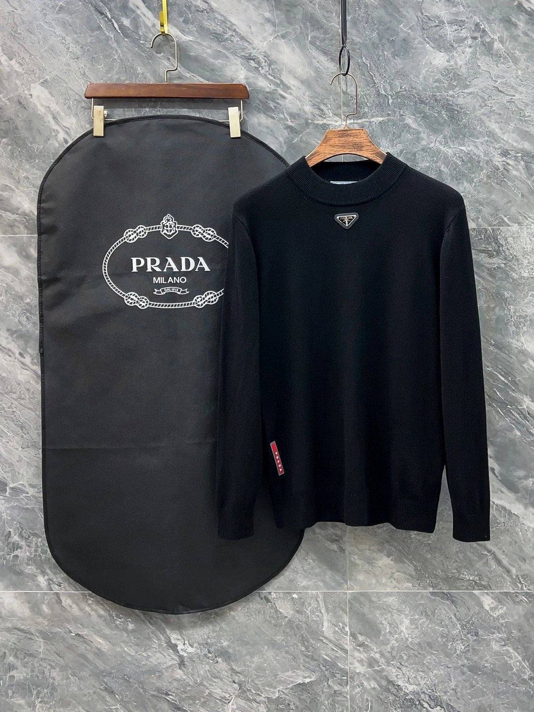 PRADA Sweater Audio-Technica Logo LOGO Three-Dimensional Mock Neck Sweater Long Sleeve Idle Style OS Loose Fit Unisex Knit Top Jacket Versatile Casual Wearable Inside and Outside