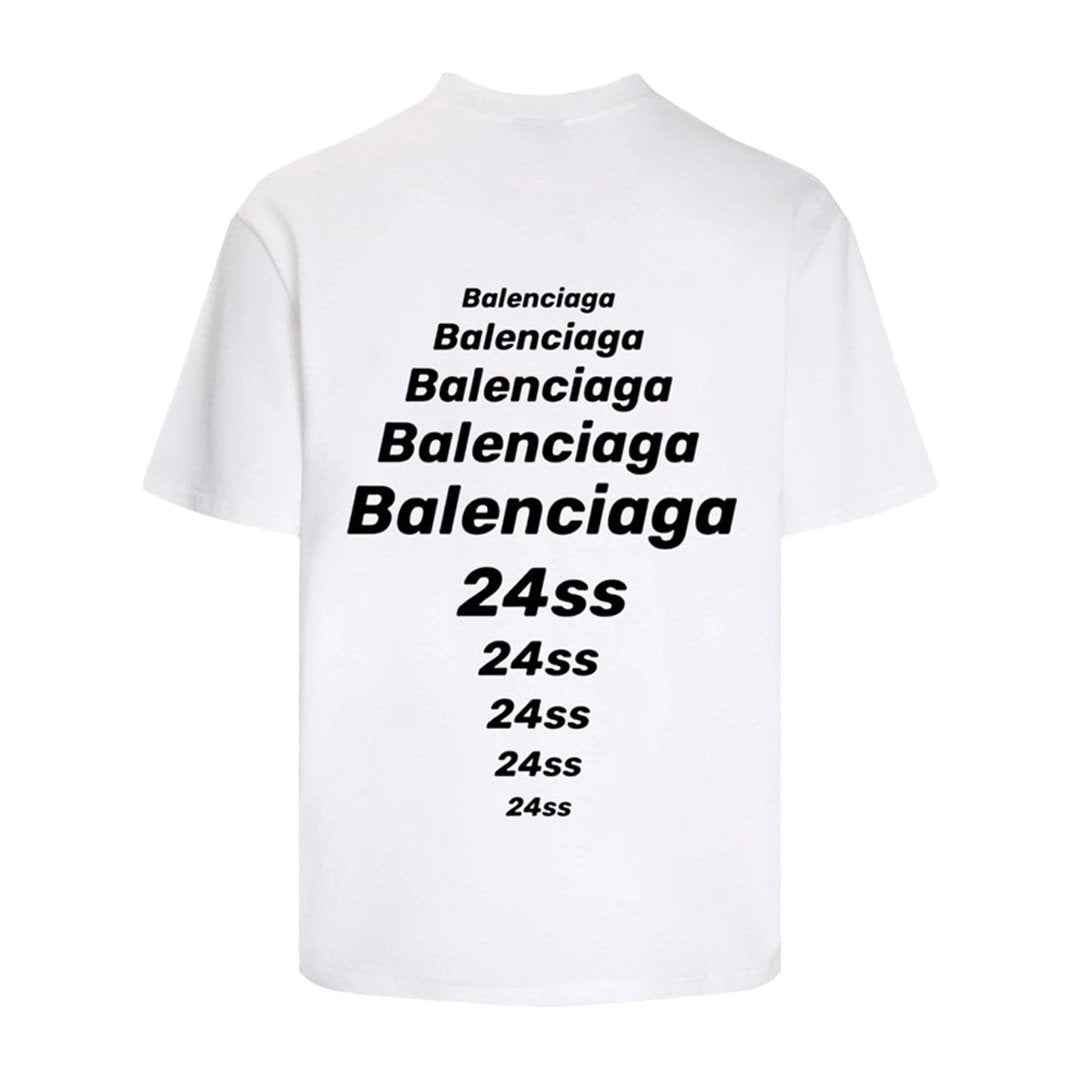 Balenciaga T-shirt Front and Back Letter and Number Print logo round Neck Short Sleeve25ss New Pure Cotton Unisex Style T T-shirt OS Loose Fit Base Shirt Top Half Sleeve T-Shirt