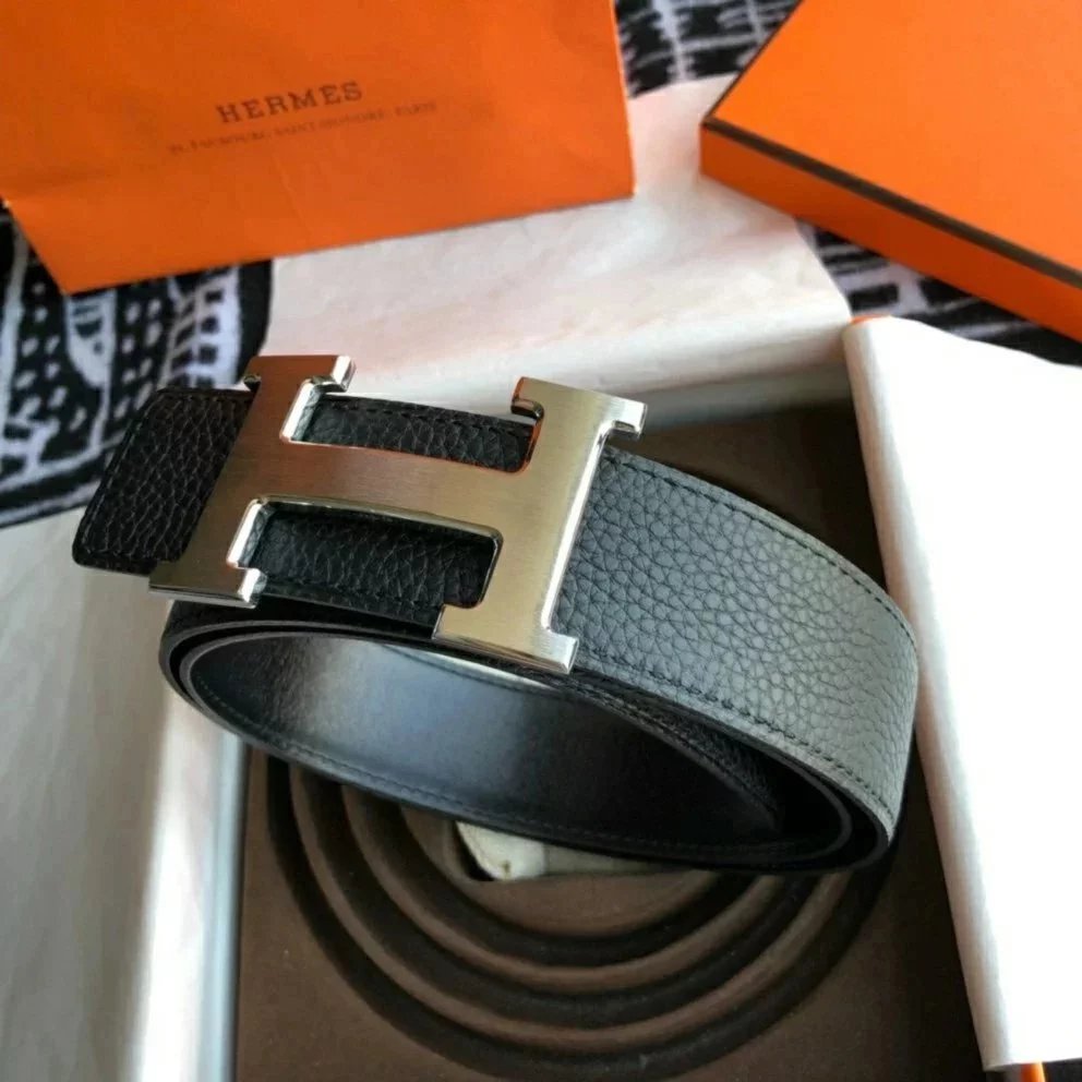 Hermes Belt Top version New High Quality Belt Men's First Layer Cowhide Double-Sided h Buckle Business Casual Belt