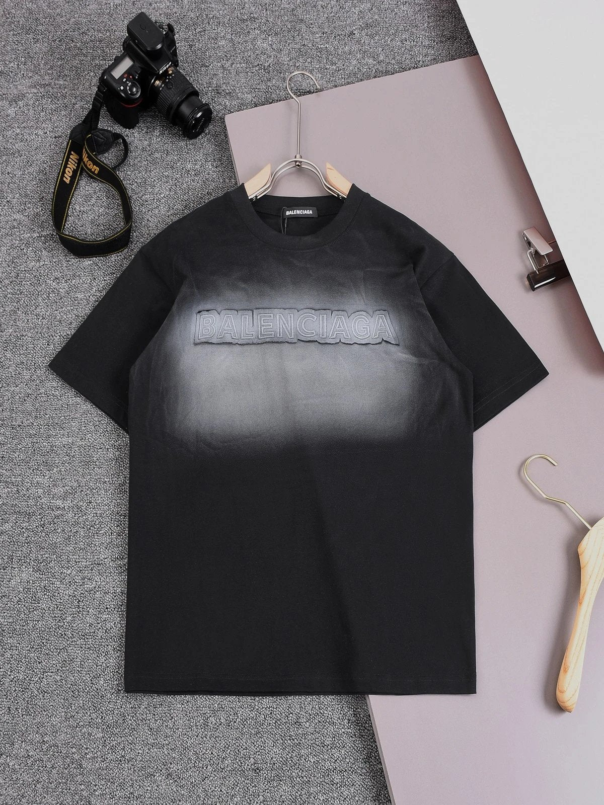 Balenciaga T-shirt 3D Embroidery logo round Neck Short Sleeve25ss New Pure Cotton Unisex Style T T-shirt Base Shirt Tee Shirt OS Loose design