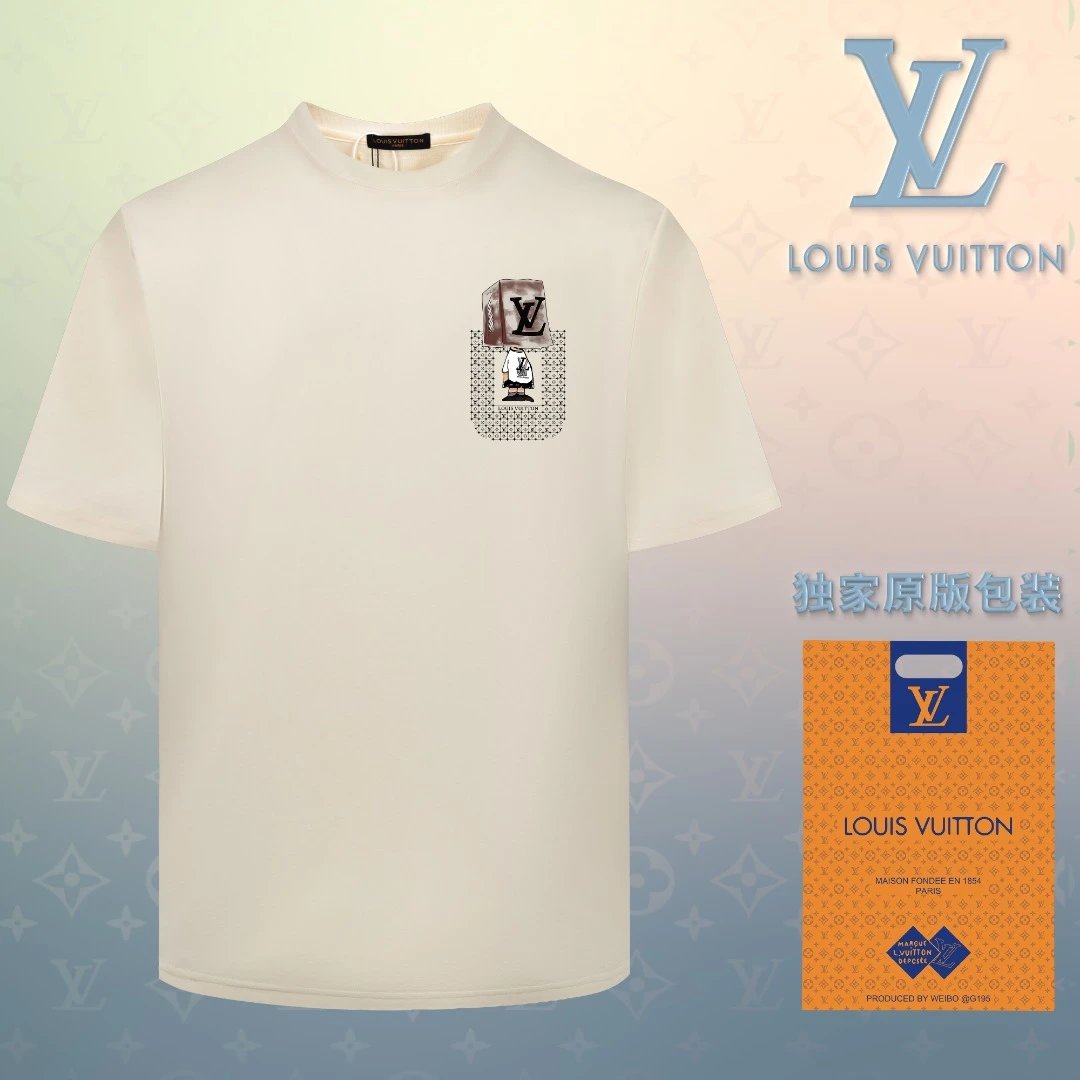 Louis Vuitton LV T-shirt Pocket Characters on the Chest LOGO Printed round Neck Short Sleeve25ss New Pure Cotton Unisex Style T T-shirt OS Loose Fit Base Shirt Short Sleeve Top T-Shirt