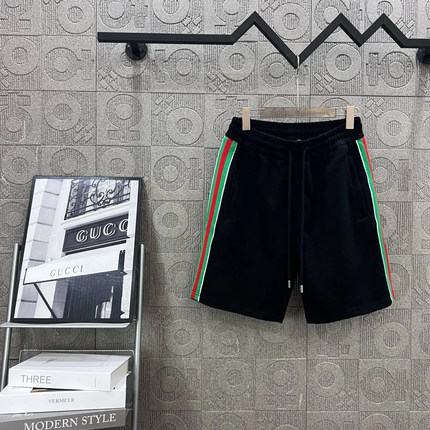 Gucci Shorts Classic Red and Green Webbing on Both Sides logo Five-point Shorts25ss New Drawstring Casual Summer Pants5Two-in-One Casual Sweatpants for Men and Women, Pure Cotton Joggers