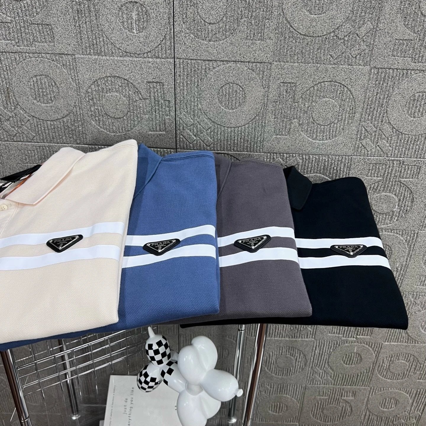 PRADA T-shirt Chest Triangle Logo Letter Patchwork logoPOLO Short Sleeve Turn-down Collar Shirt Unisex Summer Loose Fit T Business Commuter Short Sleeve Shirt Plus Size