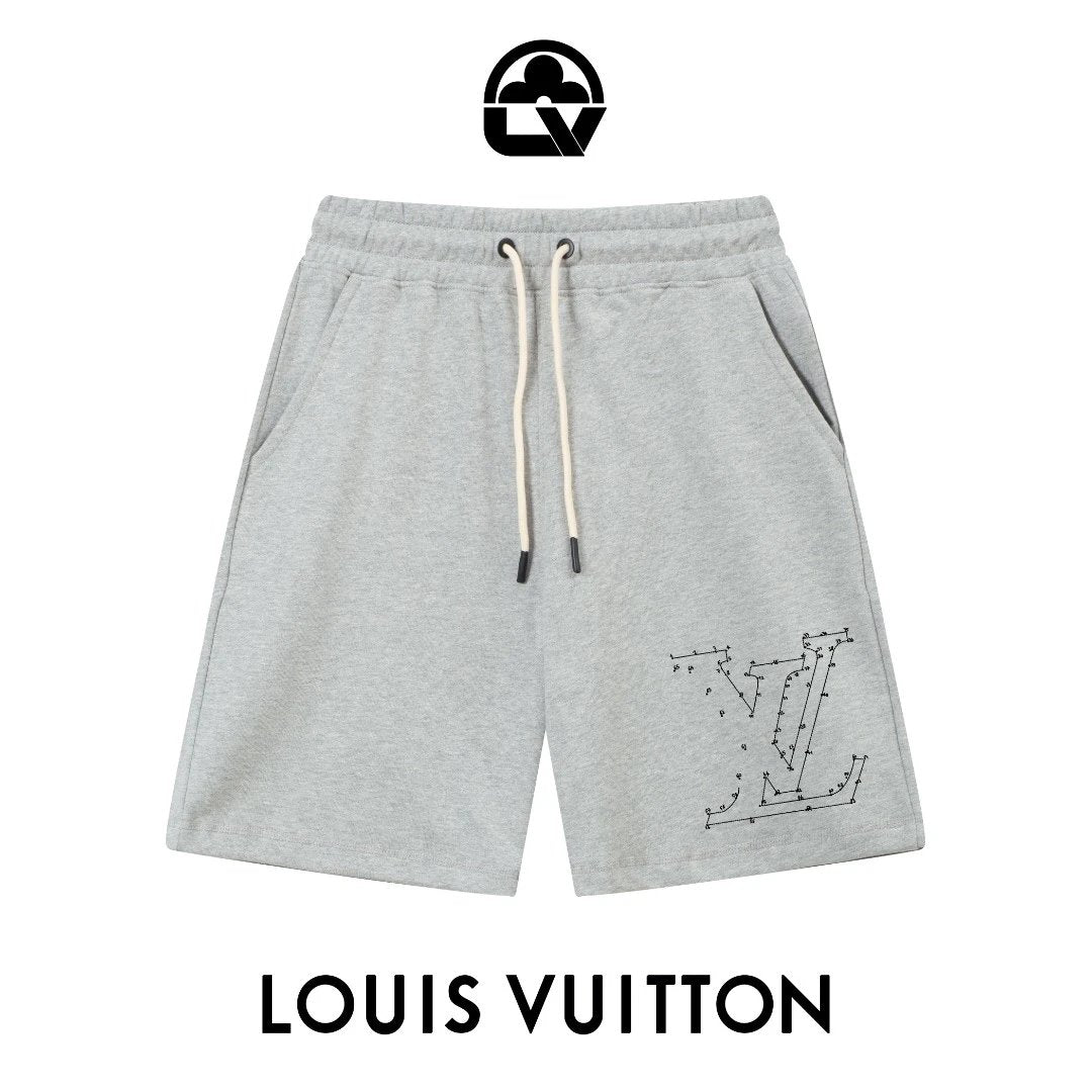 Louis Vuitton LV Shorts Letter Printing logo Five-point Shorts25ss New Drawstring Casual Summer Pants American Style5Two-in-One Casual Sweatpants for Men and Women, Pure Cotton Joggers
