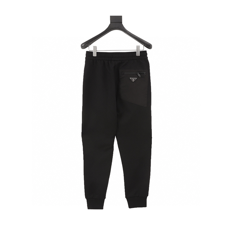 PRADA Sweatpants Tapered Pocket Zipper Stitching Trousers for Men and Women