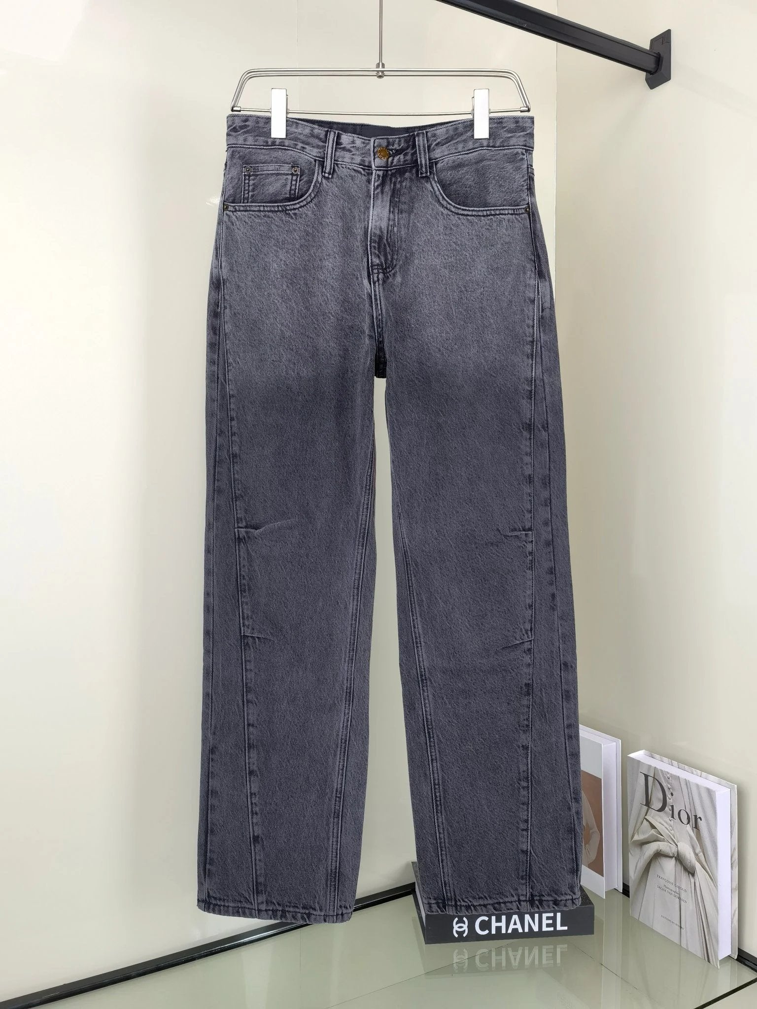 PRADA Jeans Back Pocket Triangle Logo logo25ss Spring Summer New Straight Slim Fit Jeans Unisex Loose Fit Long Pants