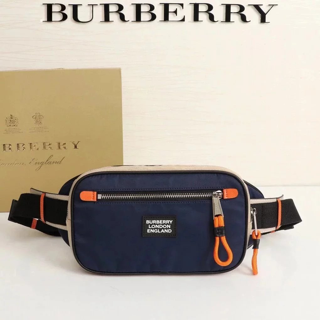 Burberry Women's Bag Top version Version Men's and Women's Bags80101441Black Medium Logo Letter logo Unisex Waist Bag Men's Crossbody Chest Bag Backpack Shoulder Bag Original Single Famous Brand Bag
