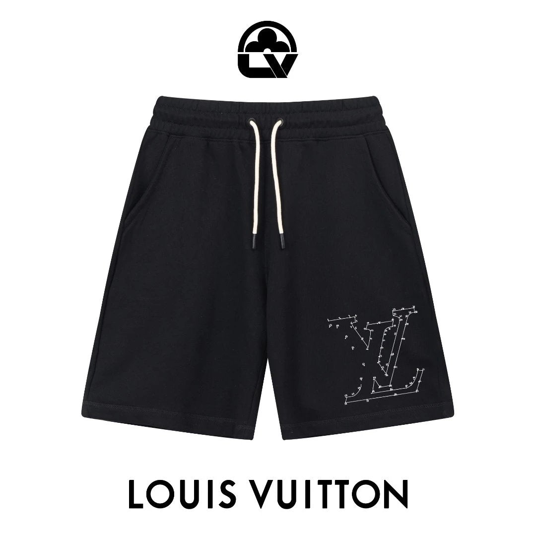 Louis Vuitton LV Shorts Letter Printing logo Five-point Shorts25ss New Drawstring Casual Summer Pants American Style5Two-in-One Casual Sweatpants for Men and Women, Pure Cotton Joggers