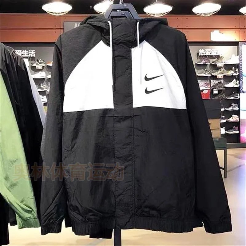 Nike Jackets Sunscreen Coat Spring and Autumn Double Hook Color Matching Woven Sports Jacket Men and Women CJ4889