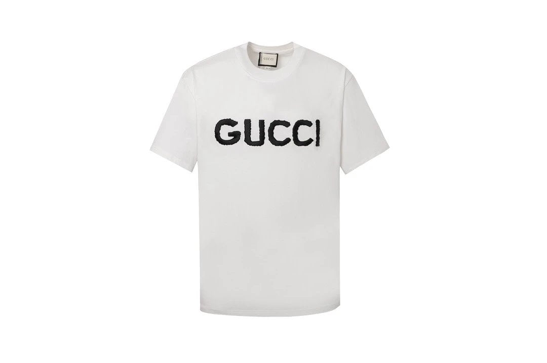 Gucci T-shirt 3D Letter Embroidery on the Chest logo round Neck Short Sleeve25ss New pure cotton T Unisex T-Shirt OS Loose Fit Base Shirt Top Half Sleeve T-Shirt
