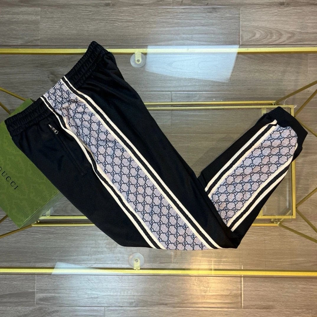 Gucci Sweatpants Snake Print Patchwork Retro Classic Long Pants Casual Pants Joggers Versatile Sweatpants Unisex Sports Pants Long Pants Sports Set【Matching Top】