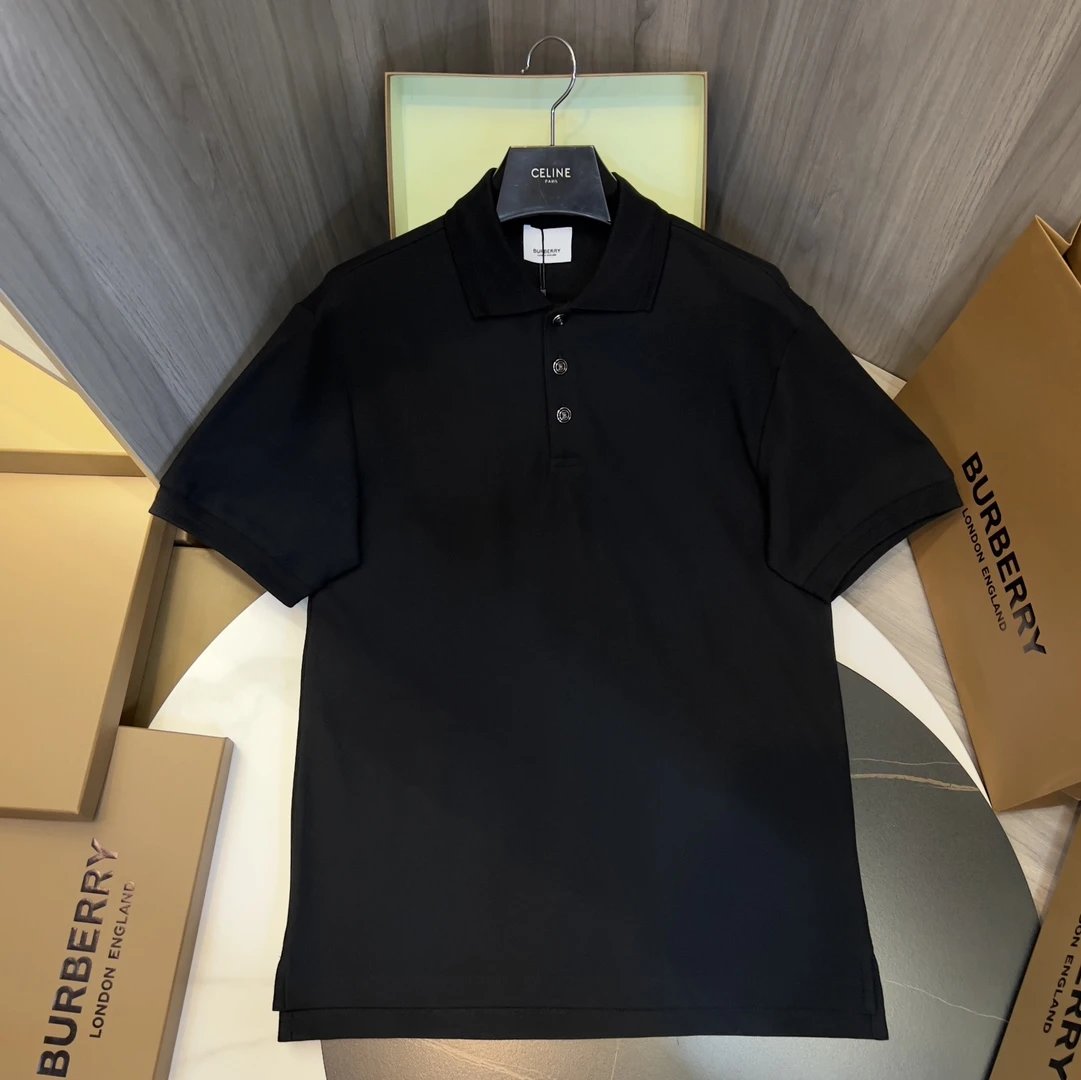 Burberry T-shirt TB Metal Button Decoration logoPOLO Short Sleeve Turn-down Collar Shirt Unisex Summer Loose Fit T Business Commuter Short Sleeve Shirt Plus Size