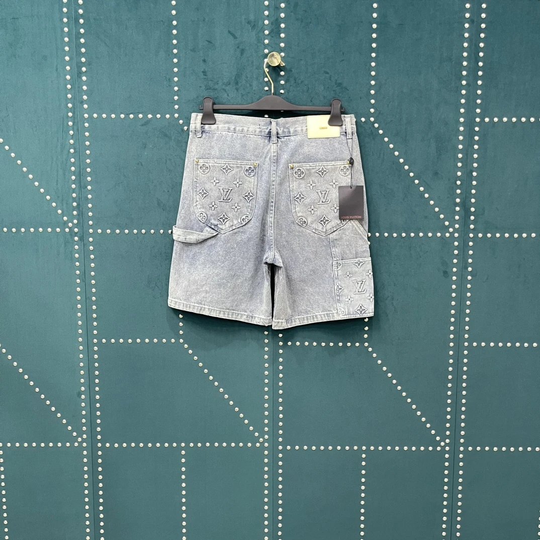 Louis Vuitton LV Shorts 3D Embossed Embossing logo Five-point Shorts25ss New Drawstring Casual Summer Pants5Two-in-One Casual Sweatpants for Men and Women, Pure Cotton D Sweatpants