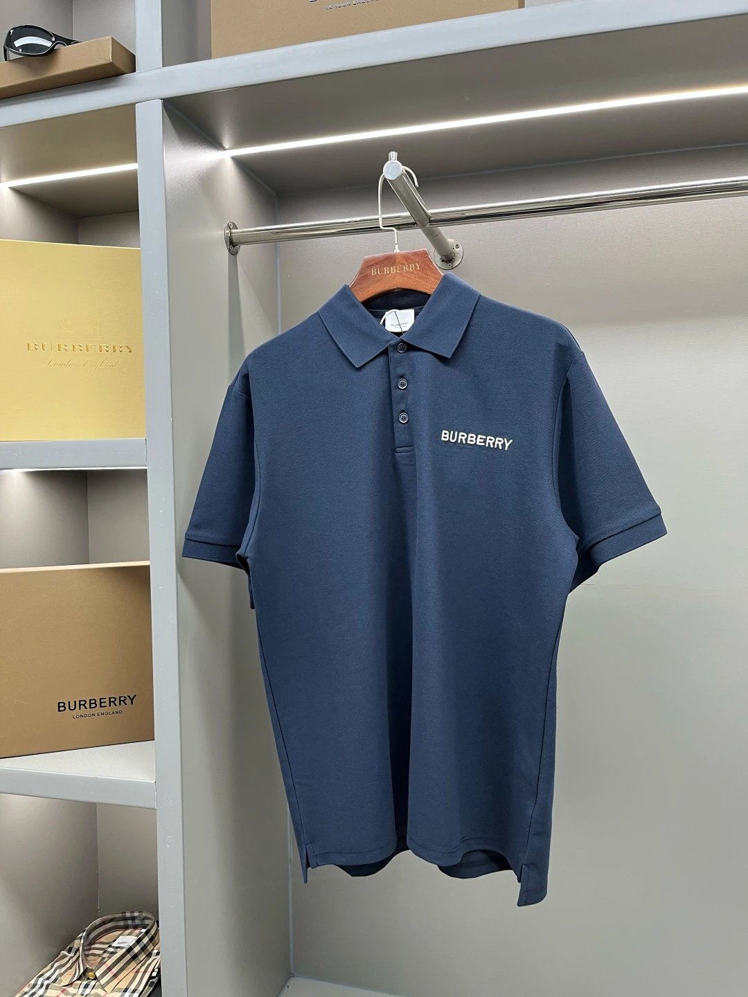 Burberry T-shirt Micro Logo Letter Front and Back Embroidered Pique Cotton POLO Shirt Lapel Short Sleeve25ss New Unisex Summer Short Sleeve OS Loose T Business Half Sleeve Shirt Plus Size T-Shirt