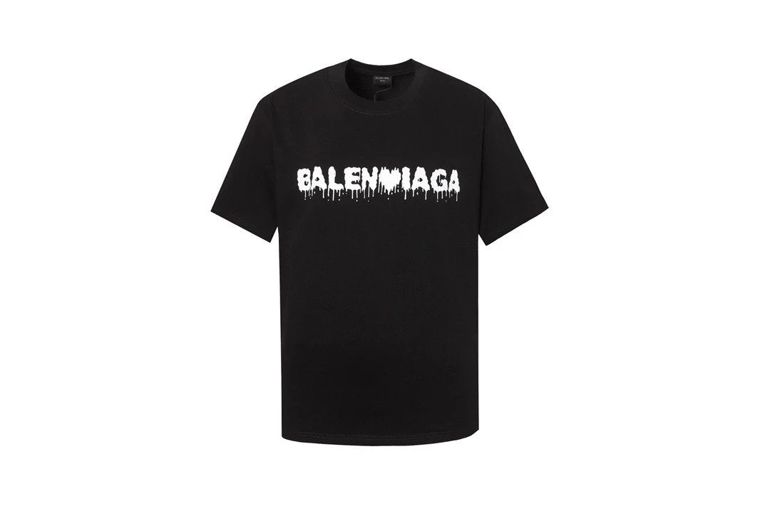 Balenciaga T-shirt Melted Letters on the Chest logo Round neck short-sleeve pure cotton T Unisex T-Shirt OS Loose Fit Base Shirt Summer New Casual Simple T-Shirt