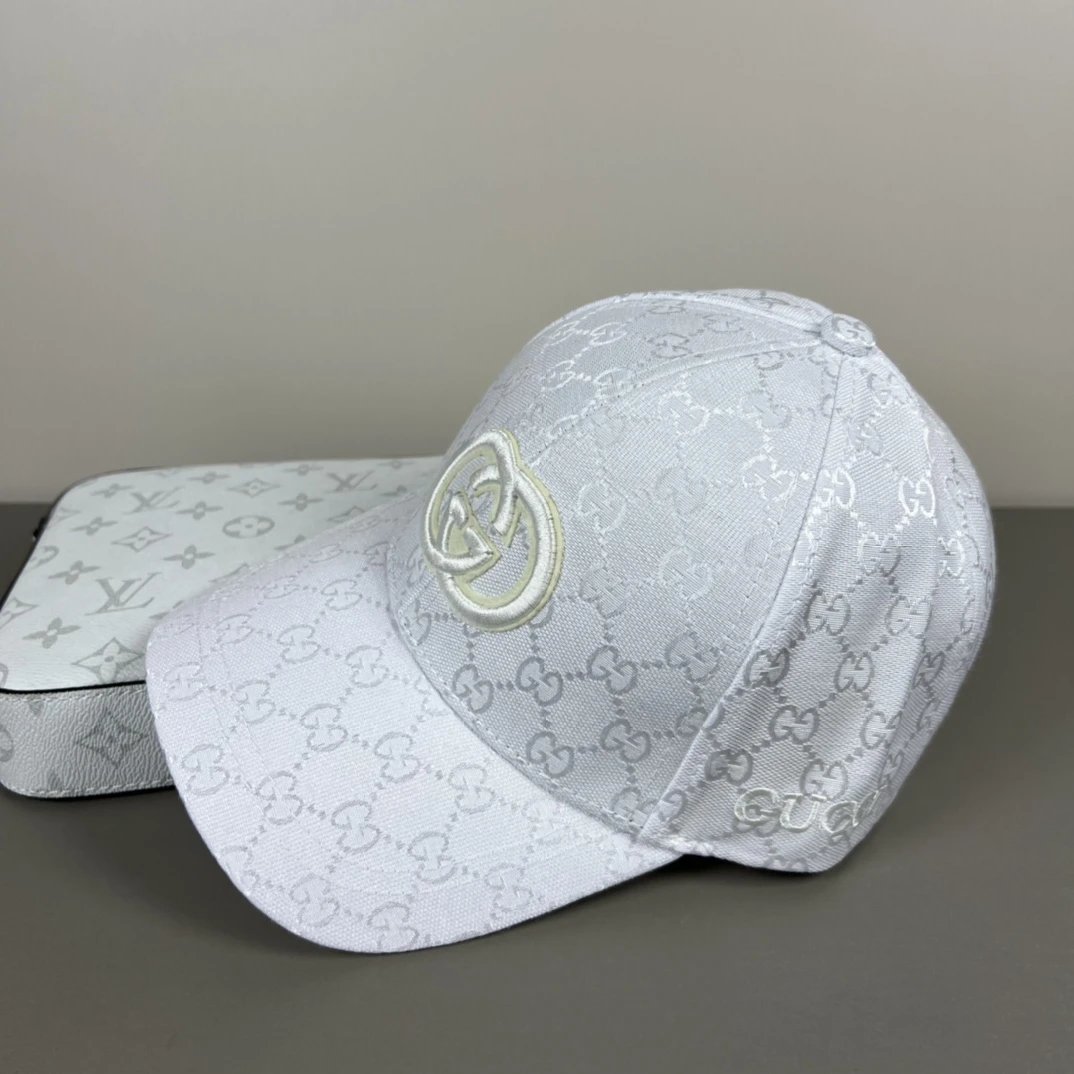 Gucci Hat Full Jacquard Print logo Baseball Cap Sunshade Sun Protection Duckbill Cap Slimming Face Curved Brim Versatile Large Head Circumference Sports Hat Unisex Couple Style