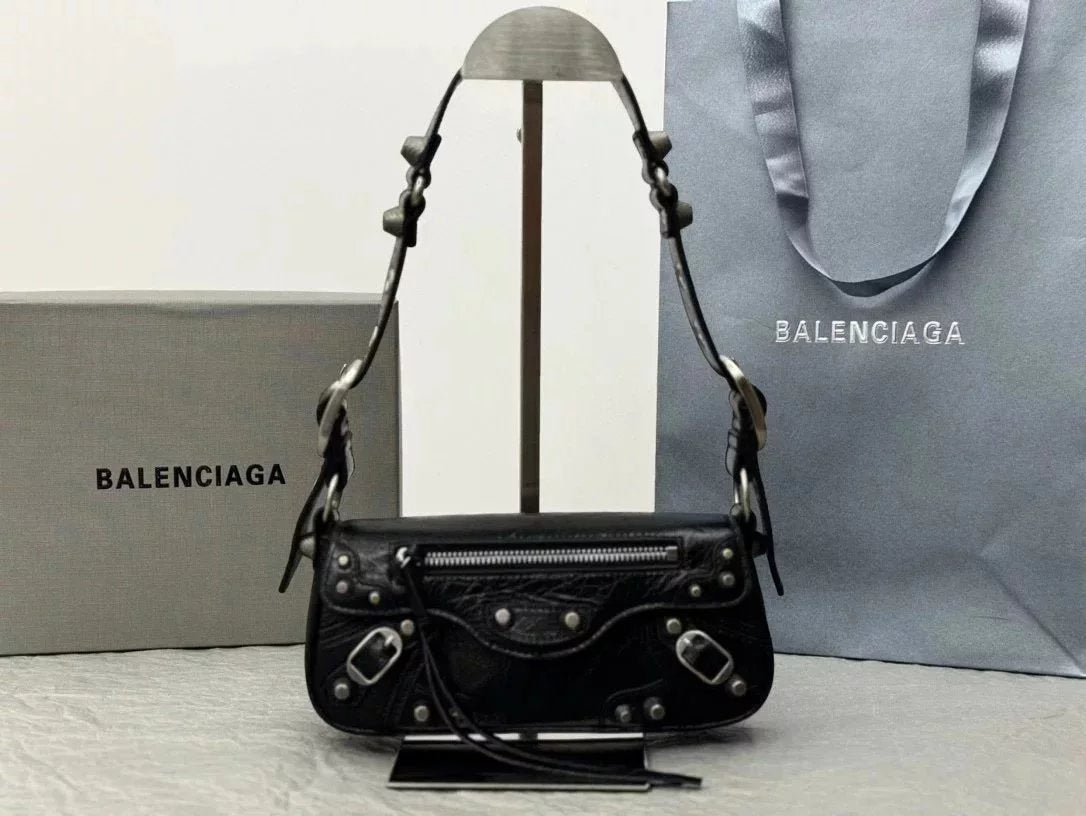 Balenciaga Bag Top version Ceiling Original Leather2023New Winter Products SpringLecagole Series slingbag Baguette Bag Underarm Bag Motorcycle Bag Women's One Shoulder Handbag