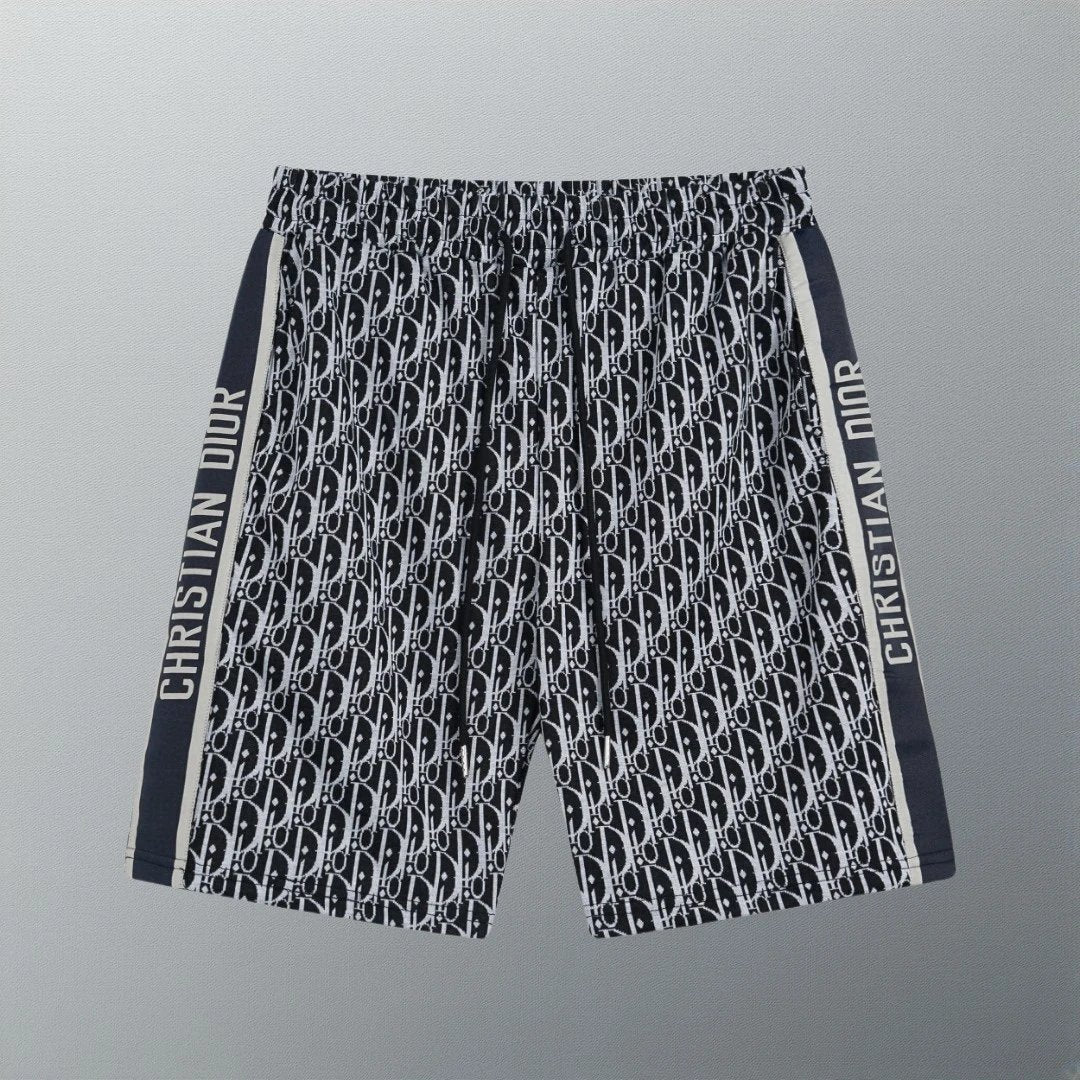 Dior shorts Double-sided Webbing Patchwork Full Jacquard Letters logo Five-point Shorts25ss New Heavy Drawstring American Style Casual Summer Pants5Two-in-One Casual Sweatpants for Men and Women, Pure Cotton