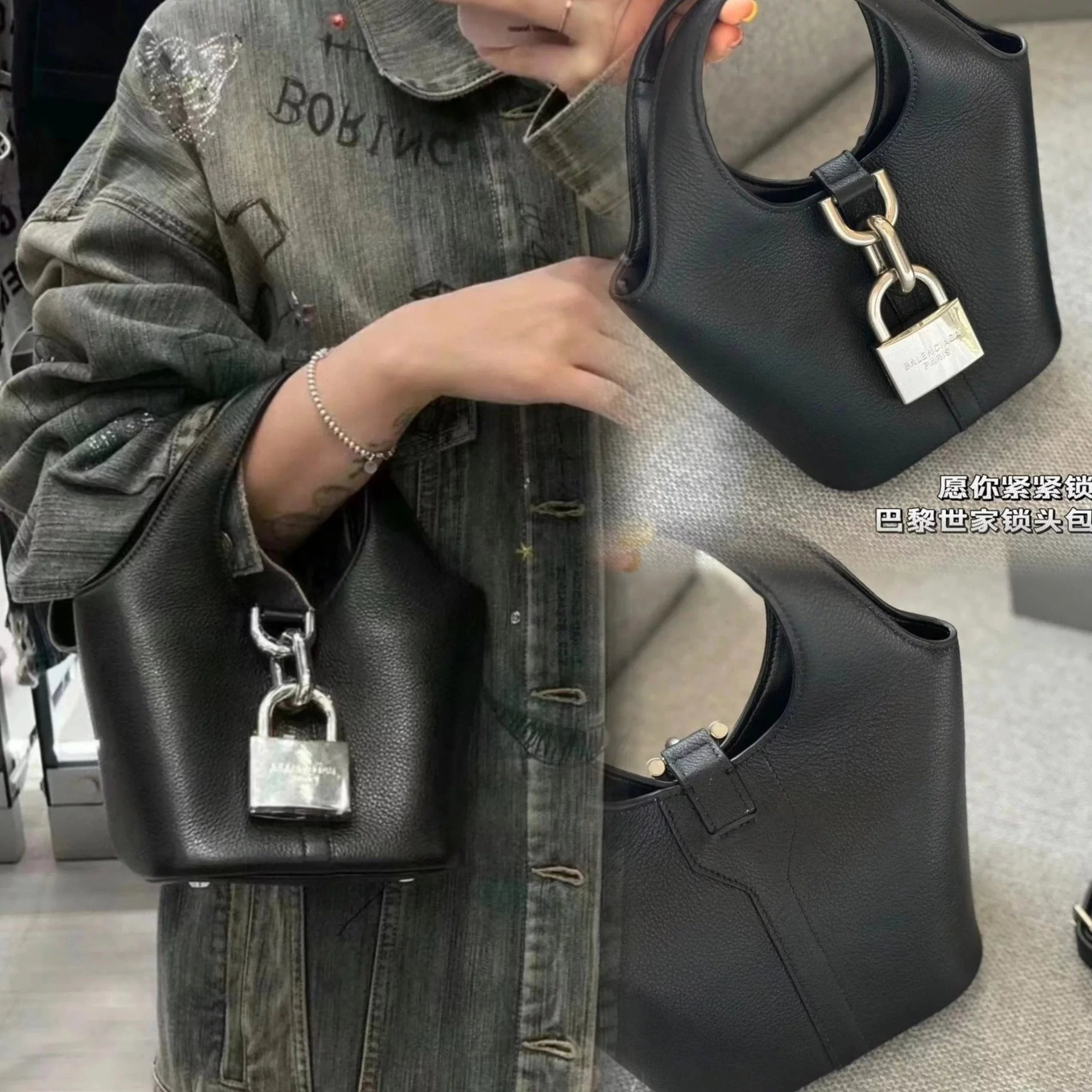 Balenciaga Bag Top version ga Women's Bag2024Spring and Summer New locker Chloe paddington hobo Cowhide Mini Vegetable Basket tote Bag Bucket Bag Hobo Bag Portable Shoulder Messenger Bag Fashion Cool Chic Leather Women's Bag