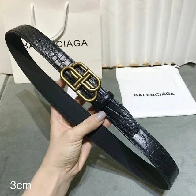 Balenciaga Belt Top version Crocodile Pattern Belt!Women's Cowhide Belt3.0Wide Belt