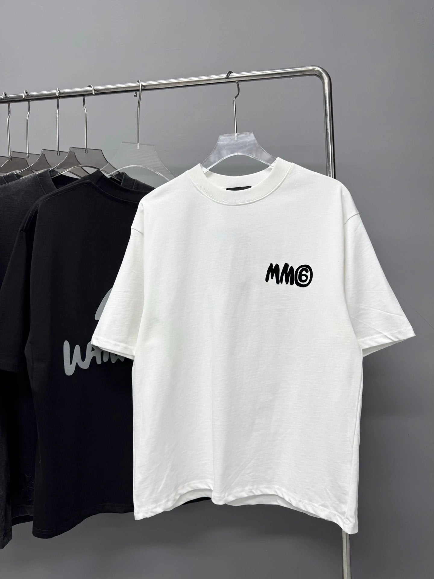 Maison Margiela T-shirt Thick Silicone Flocked Crew Neck Short Sleeve25ss New Pure Cotton Unisex Style T T-shirt OS Loose Fit Base Shirt Half Sleeve T-Shirt Top Half Sleeve
