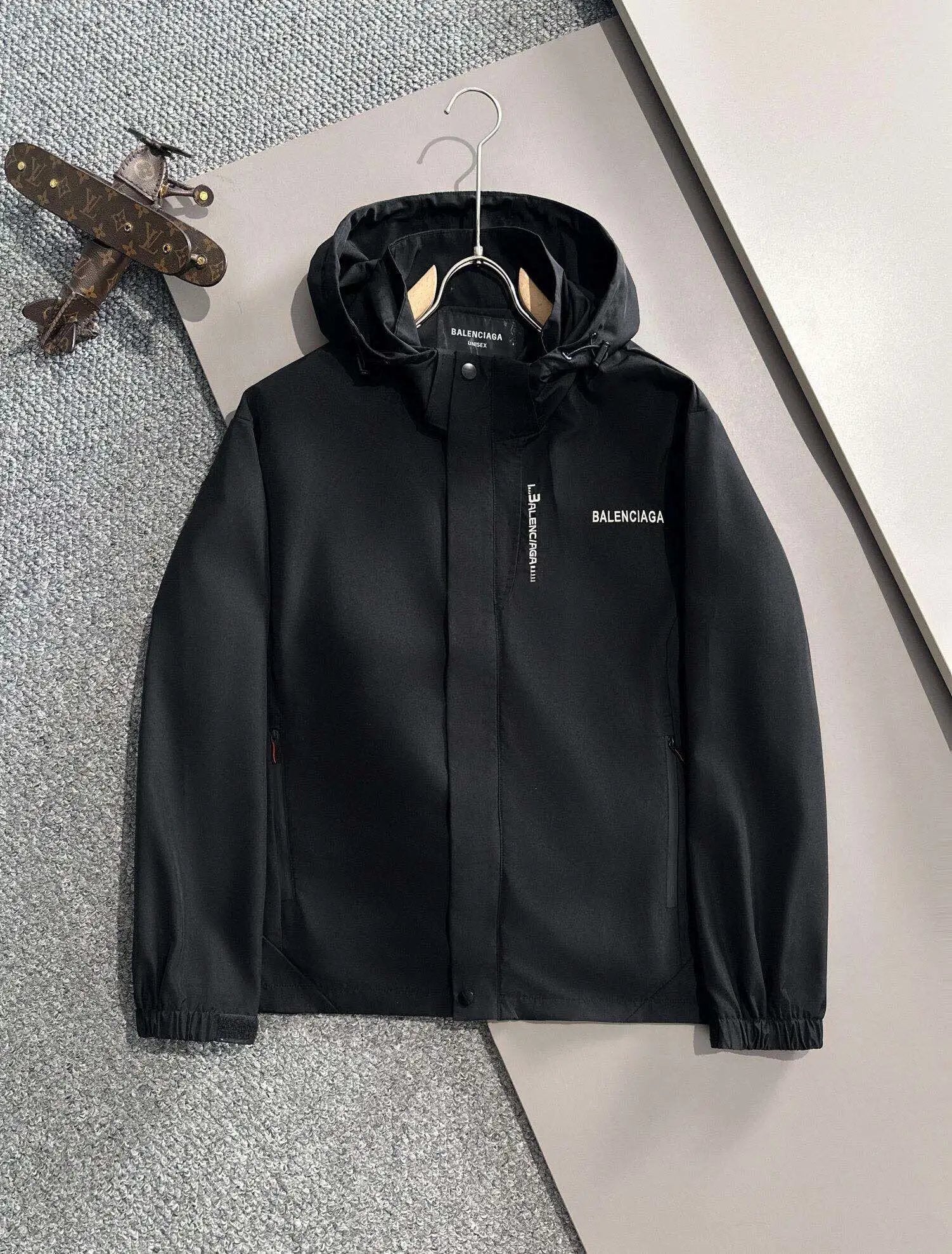 Balenciaga Jackets Chest logo Letter Embroidery Hooded Windproof Jacket Unisex